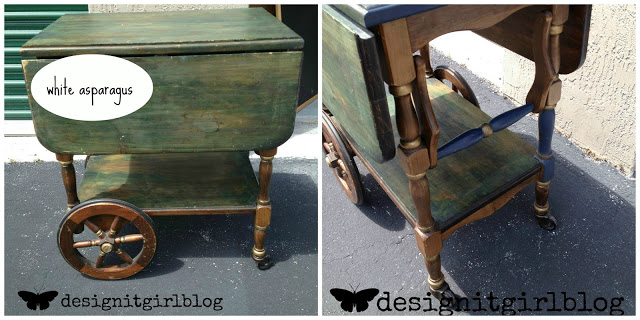 serving cart, DIY painting rolling serving cart, serving cart with wheels, outside rolling cart