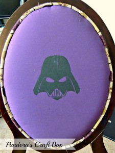 darth vader, chair reupholstering, diy, chair recycle, star wars, stencil, reuphlsering, fabric paint