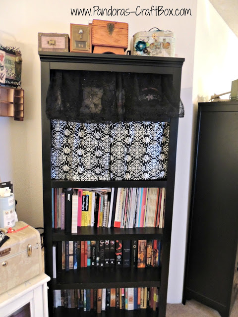 bookshelf curtains tutorial, DIY, Halloween