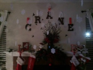 ribbon wooden letters, stained letters, holiday letters, wooden letters decor