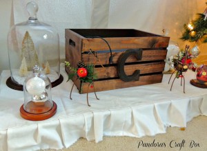 christmas decor, slipcover, slipcover, DIY, tutorial, entertainment system, TV stand, duck fabric, bell jars, ornaments