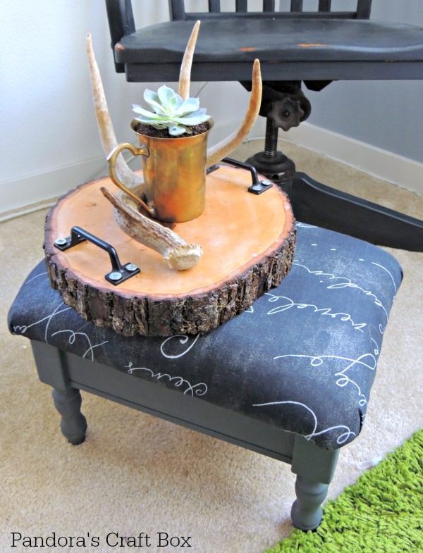 chalk paint, foot stool, upholstering, reupholstering