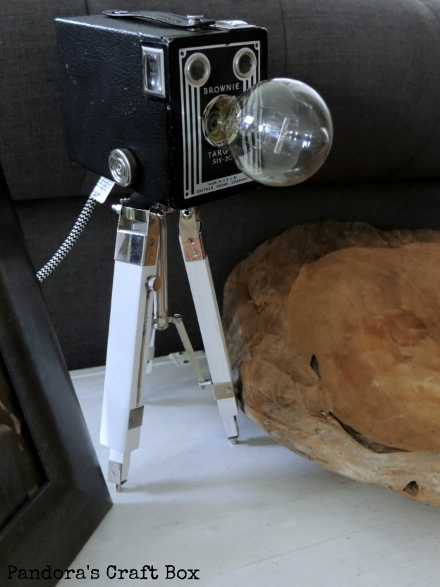 vintage camera tripod lamp, vintage camera, diy, crafts, vintage lamp