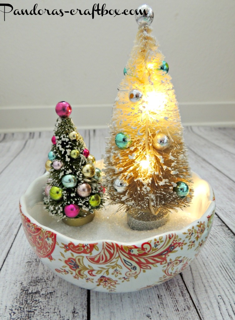 bottle brush trees, tutorial, diy, painted bottle brush tree