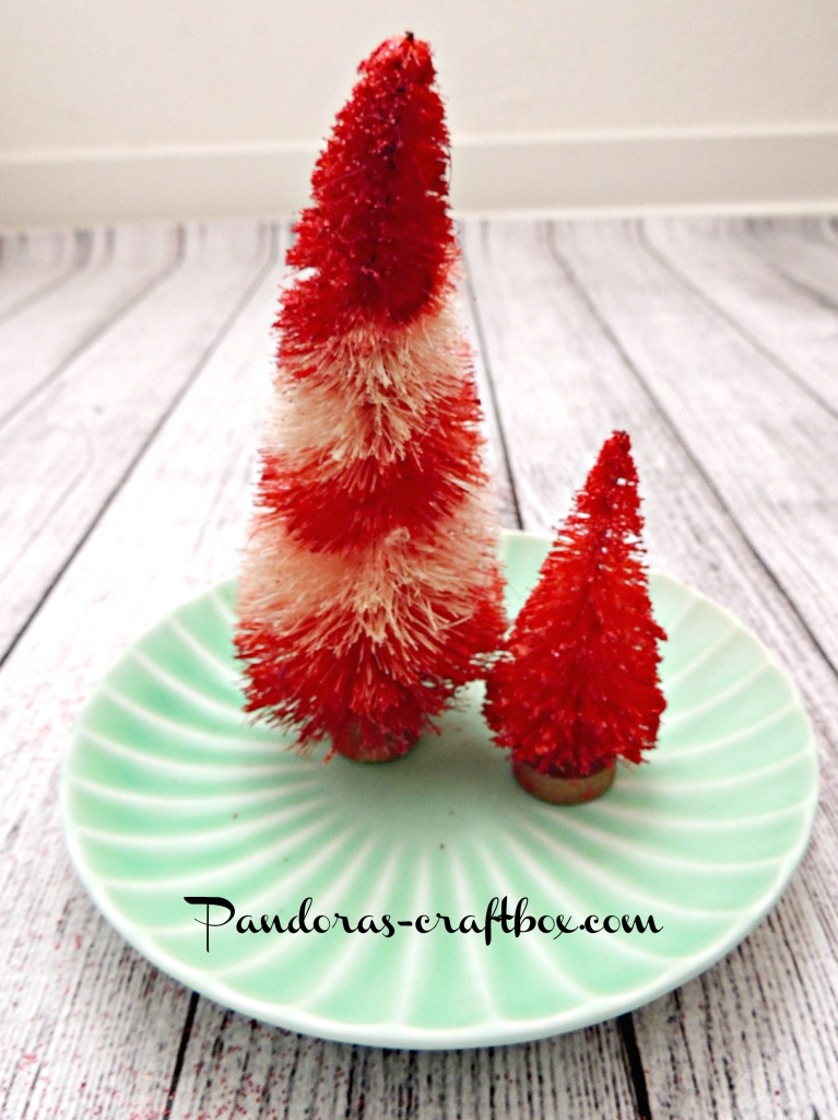 bottle brush trees, tutorial, diy, painted bottle brush tree