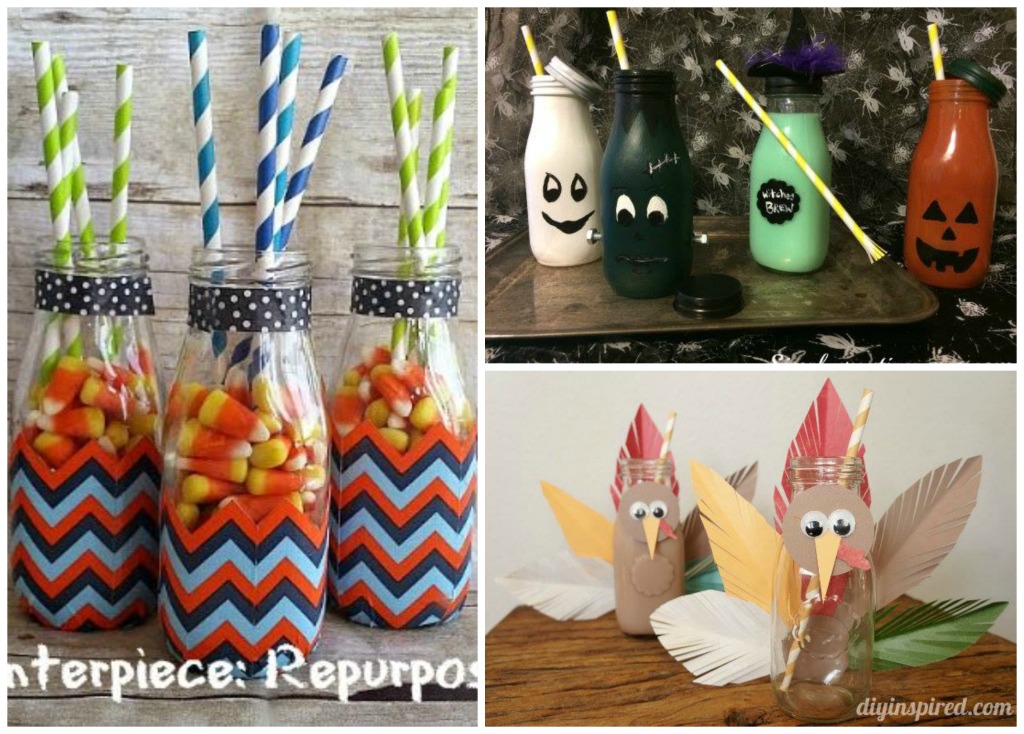 milk bottles, repurposed, dollar bin, target