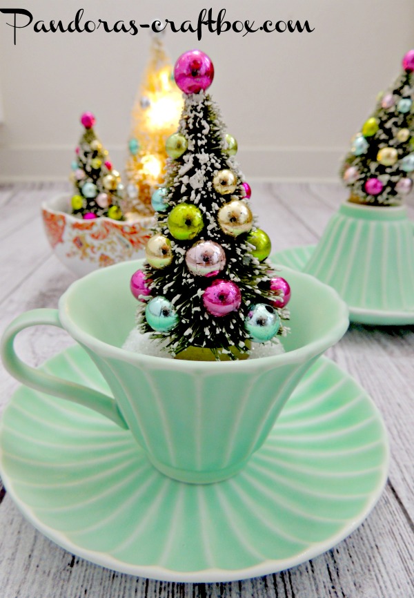 bottle brush trees, tutorial, diy, painted bottle brush tree